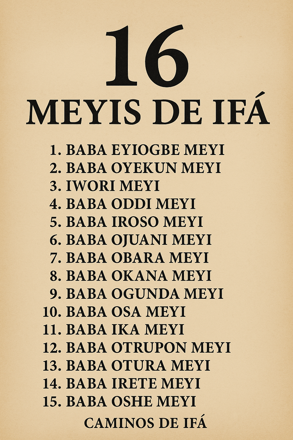 16 Meyis de Ifá